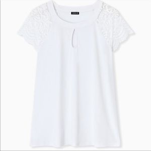 Torrid White Lace Sleeve Studio Knit Blouse Top Plus size 2x women